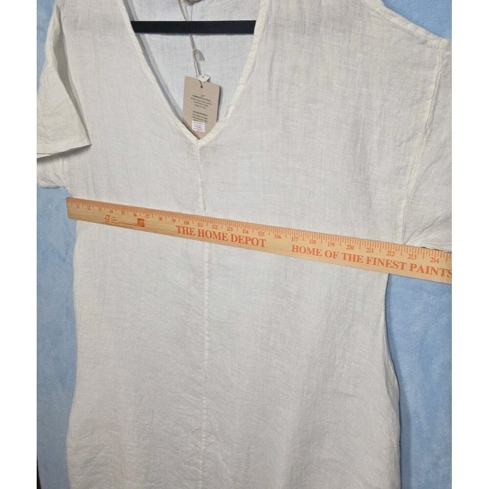 NEW Shyloh Made in Italy 100% Linen LINO Oversized Lagenlook Dress Cut Out Hem - Picture 8 of 8